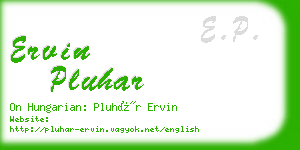 ervin pluhar business card